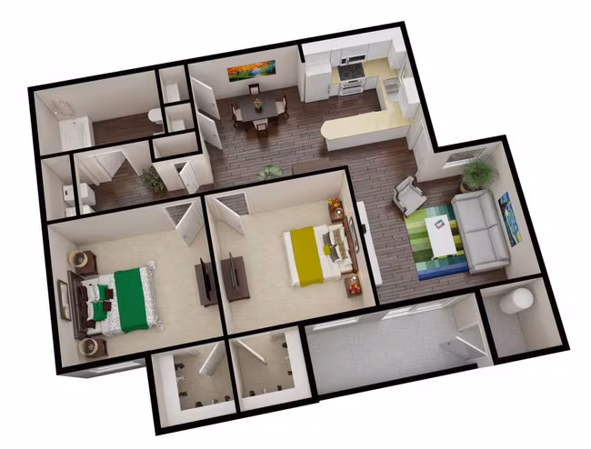 Two Bed One Bath 2172 floor plan